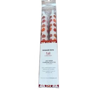 Kirkland's Home Fall Pumpkin LED Taper Candles Set of 2 Battery Operated Timer